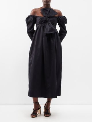 Aje + Valentino Off-The-Shoulder Cotton Midi Dress