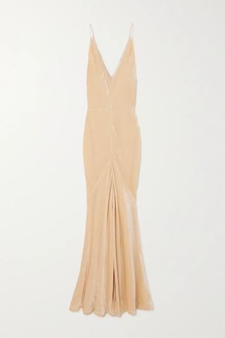 Gabriela Hearst + Doran Gathered Voile-Trimmed Organic Silk-Velvet Gown
