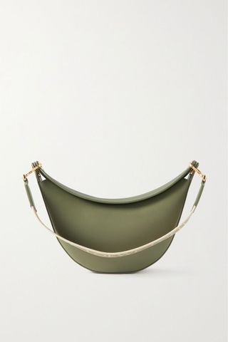 Loewe + Luna Small Canvas-Jacquard Trimmed Leather Shoulder Bag