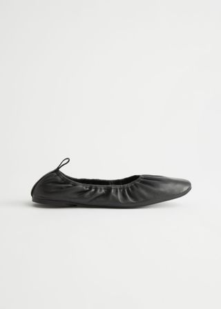 & Other Stories + Gathered Leather Ballerina Flats