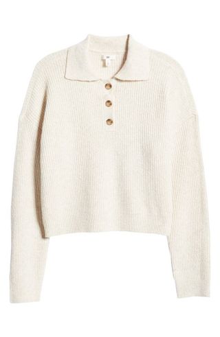 Bp + Rib Long Sleeve Polo Sweater