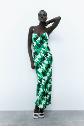 Zara + Lingerie Style Print Dress