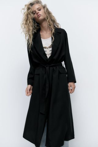 Zara + Belted Longline Topcoat