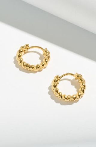 Madewell + Delicate Collection Demi Fine 14k Gold Plate Puffed Huggie Hoop Earrings