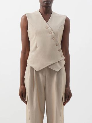 Frankie Shop + Maesa Asymmetric Tailored Chambray Waistcoat