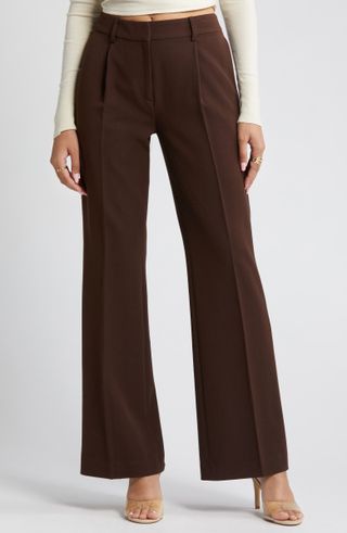 Open Edit + Pleated Mid Rise Stretch Twill Trousers