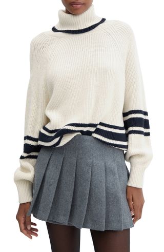 Mango + Stripe Turtleneck Sweater