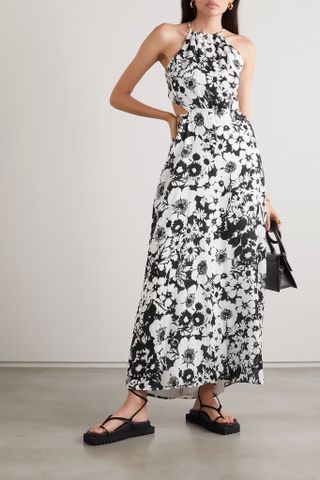 Faithfull the Brand + La Piedra Cutout Floral-Print Linen Maxi Dress
