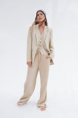 Zara + Straight Cut Buttoned Blazer