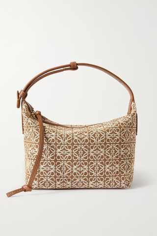 Loewe + Cubi Anagram Small Leather-Trimmed Logo-Jacquard Tote