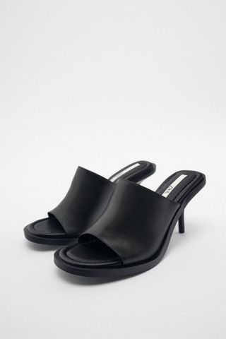 Zara + High Heel Leather Sandals
