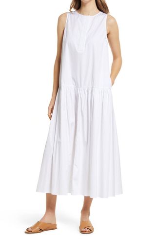 Nordstrom + Drop Waist Cotton Poplin Dress