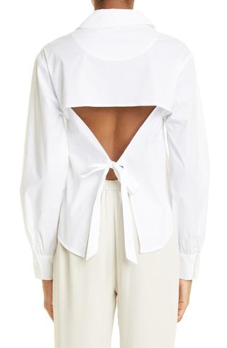 Jonathan Simkhai Standard + Skylar Tie Back Cotton Poplin Blouse