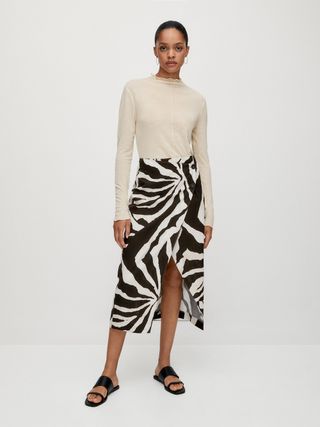Massimo Dutti + Zebra Print Linen Skirt