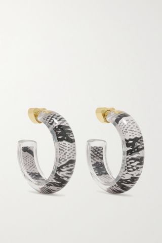 Alison Lou + Jelly Snake 14-Karat Gold, Lucite and Enamel Hoop Earrings
