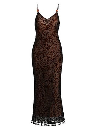 Staud + Clay Leopard Beaded Midi Dress