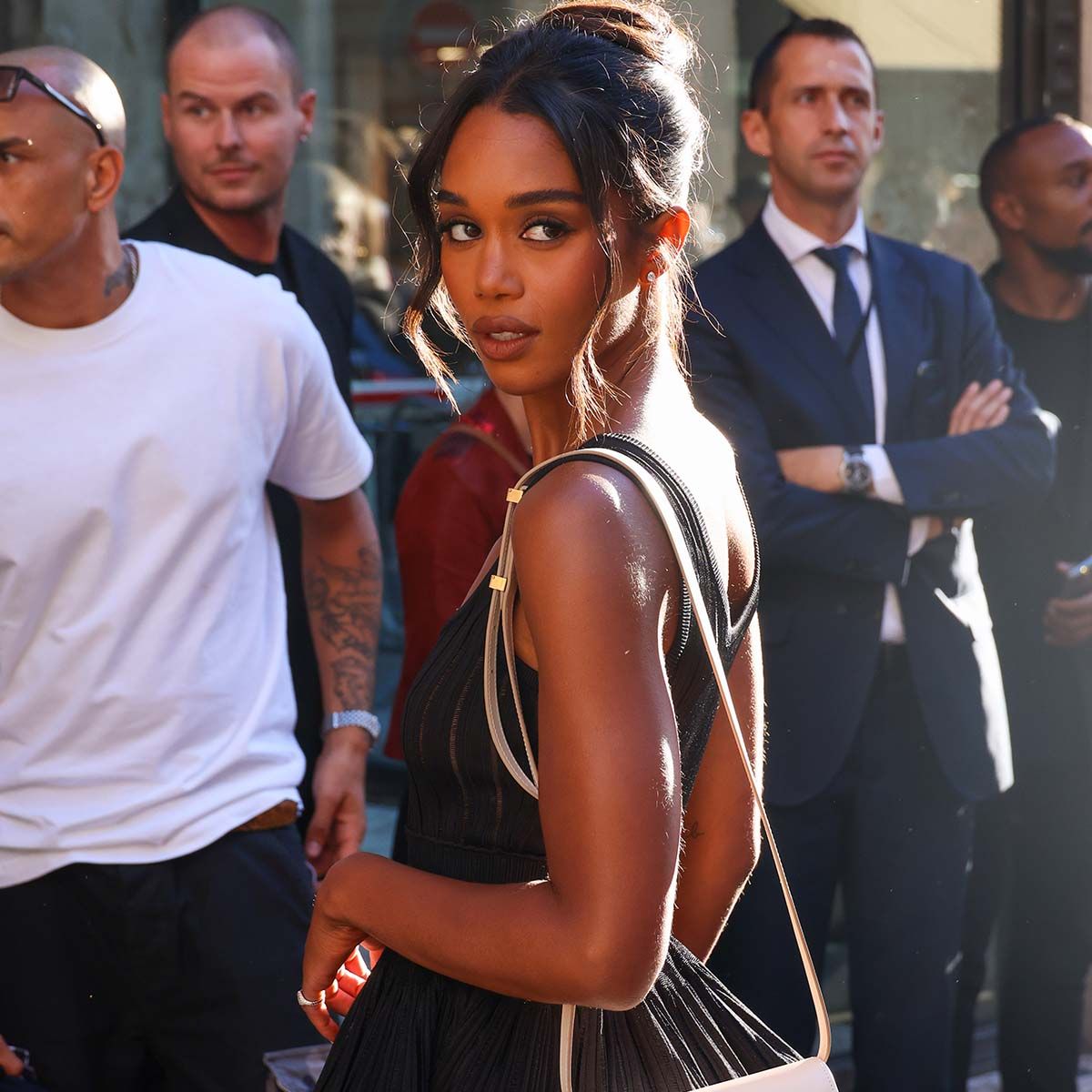 Laura Harrier Wore a Tiny Leopard-Print String Bikini | Who What Wear