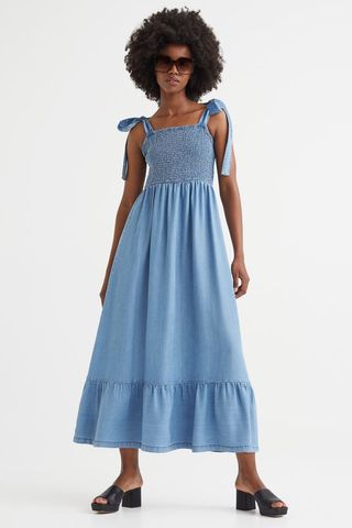 H&M + Smocked Denim Dress