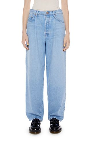 Mother + Snacks! the Pleated Fun Dip Puddle Straight Leg Jeans