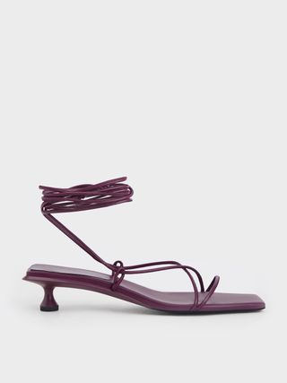 Charles & Keith + Purple Tie-Around Strappy Sandals