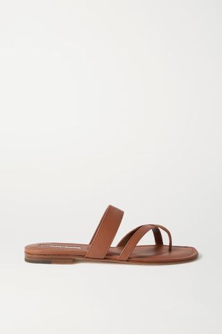 Manolo Blahnik + Tan Susa Leather Sandals