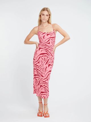 Omnes + Riviera Midi Dress in Pink Zebra