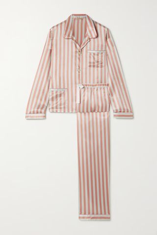 Morgan Lane + Ruthie Chantal Striped Satin Pajama Set