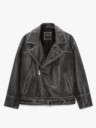 Zara + Vintage Leather Biker Jacket