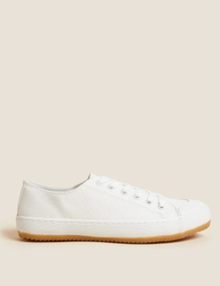M&S Collection + Canvas Lace Up Printed Trainers