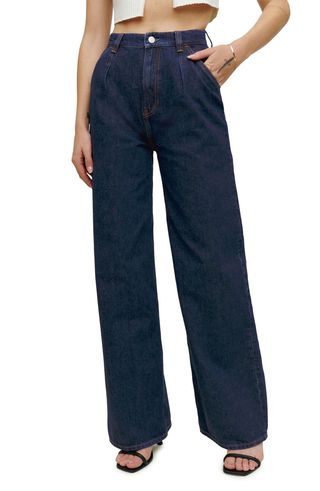 Reformation + Miami Pleated Super High Waist Trouser Jeans