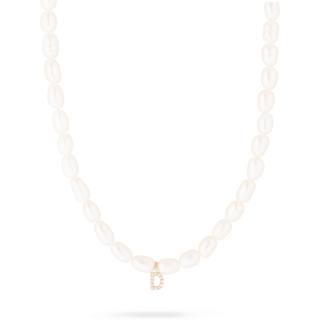 Stone and Strand + Freeform Pearl Diamond Initial Necklace