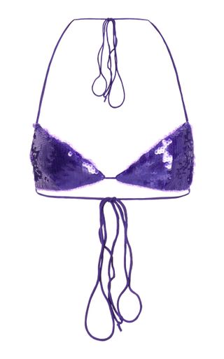 Laquan Smith + Sequined Triangle Bra Top