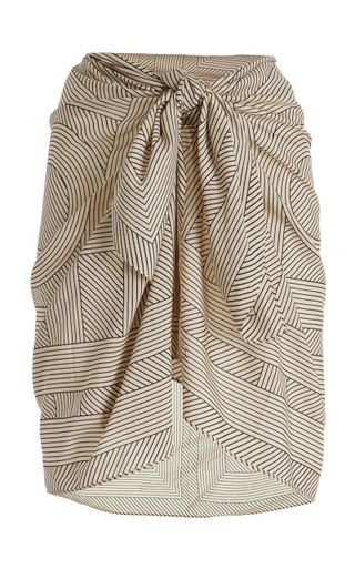 Totême + Striped Monogram Cotton Silk Sarong