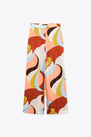 Zara + Printed Wide Leg Pants