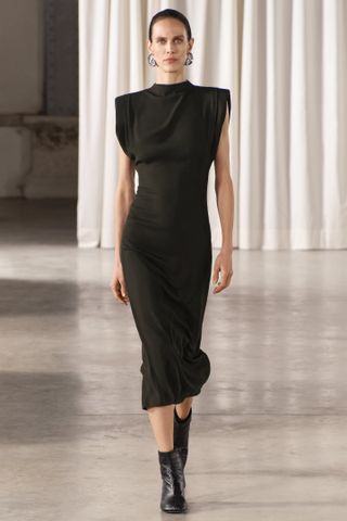Zara + Dress With Padded Shoulders