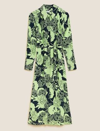 Autograph + Cupro Rich Floral Midaxi Shirt Dress