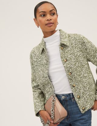 M&S Collection + Tweed Textured Relaxed Trucker Jacket