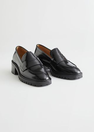 & Other Stories + Heeled Leather Penny Loafers