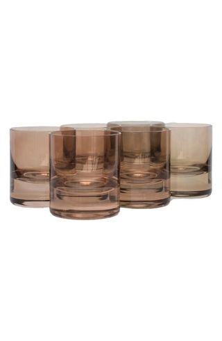 Estelle Colored Glass + Ware Set of 6 Rocks Glasses