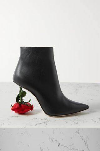Loewe + Rose Embellished Leather Ankle Boots