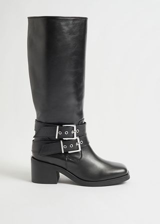 & Other Stories + Biker Mid Calf Leather Boots