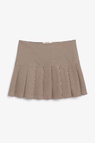 Monki + Classic Checkered Pleated Mini Skirt