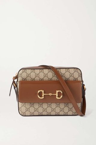 Gucci + Horsebit 1955 Small Leather-Trimmed Printed Coated-Canvas Shoulder Bag
