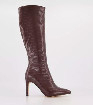 Office + Knighted Pointed Toe Knee High Heeled Boots