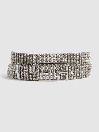 Reiss + Reiss Silver Cara Crystal Chainmail Belt
