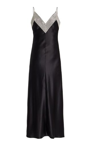 Nué + Vivienne Crystal-Trimmed Silk Maxi Slip Dress