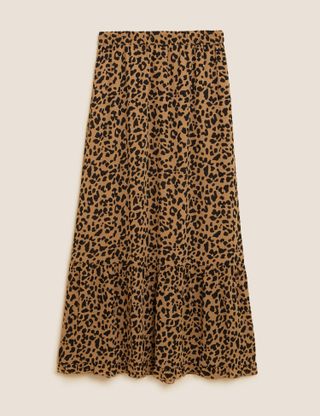 M&S Collection + Printed Midaxi Tiered Skirt