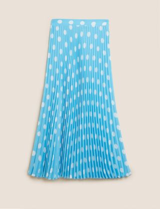 M&S Collection + Polka Dot Pleated Midaxi Skirt