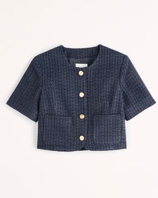 Abercrombie 
Fitch + Short-Sleeve Cropped Tweed Jacket