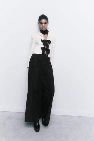Zara + Short Blazer With Contrast Ties